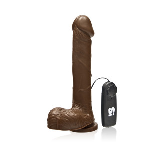 SI IGNITE Vibrating Cock with Balls and Suction, Vinyl, Brown, 20 cm (8 in), Ø 4,8 cm (1,9 in)